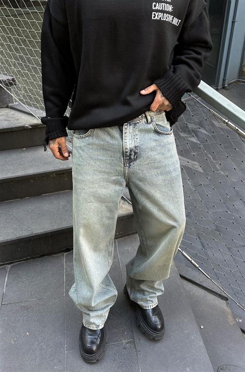 Stone gray baggy fit pantolon