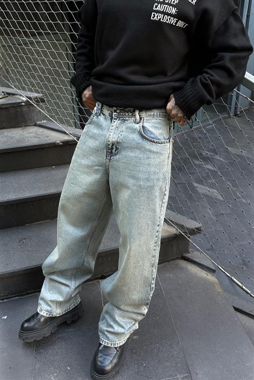 Stone gray baggy fit pantolon