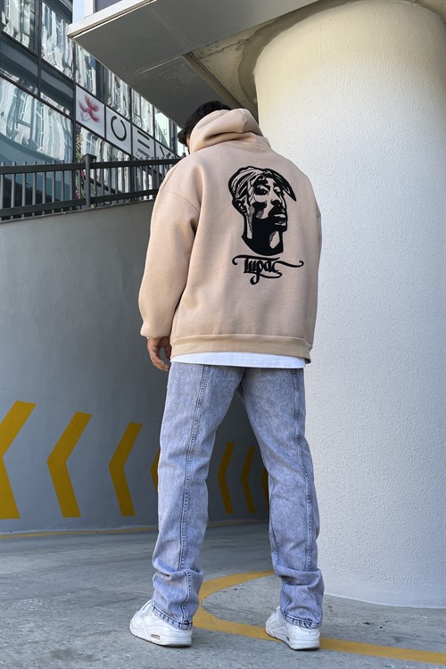 Tupac oversize icebeige hoodie