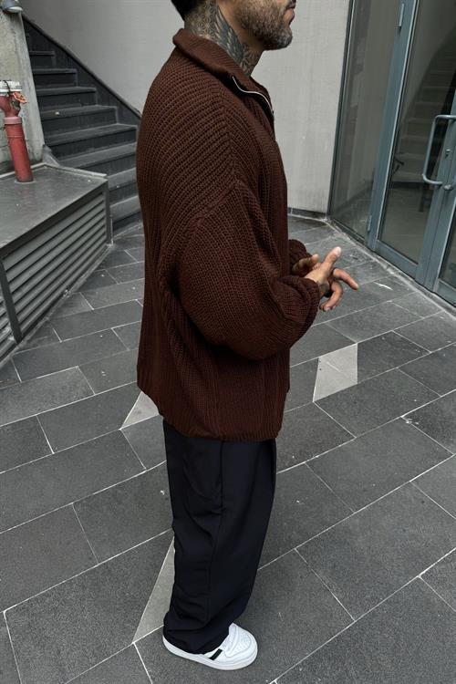 Yarım fermuar oversize kazak