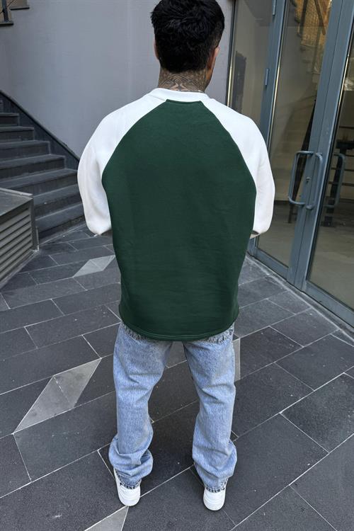Yeşil oversize 3 iplik sweatshirt