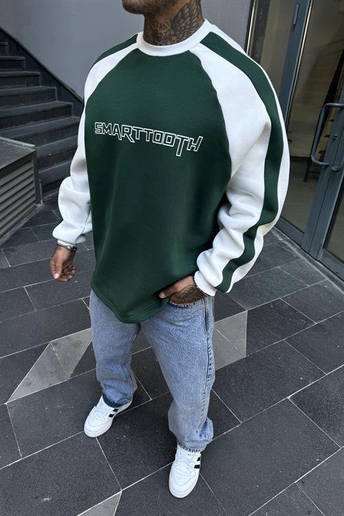 Yeşil oversize 3 iplik sweatshirt