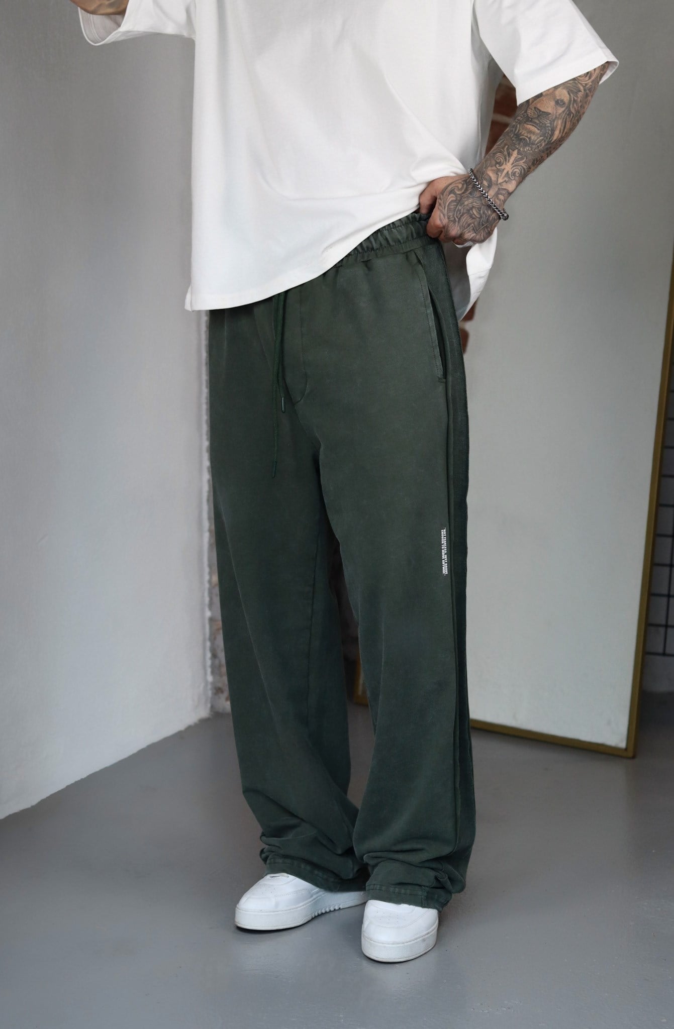 Acid Wash Haki Baggy Eşofman