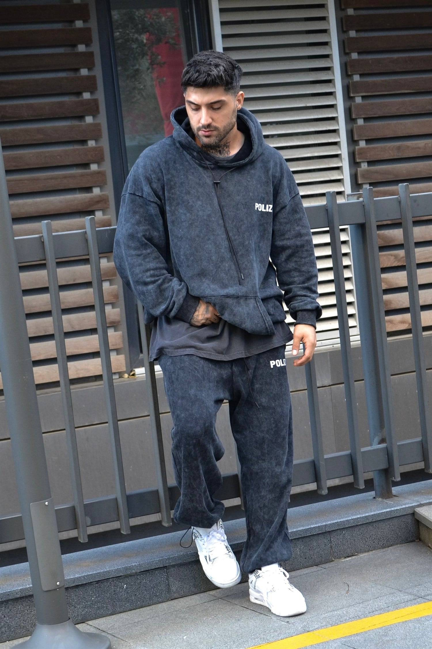 Acid wash oversize polizei track suit