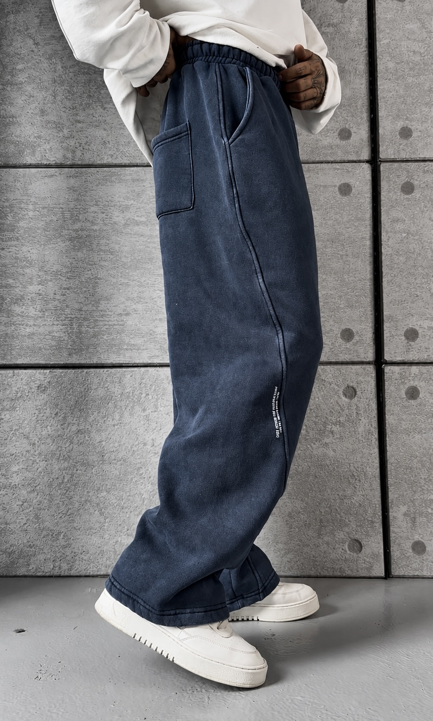 Acid Washed Blue Baggy Eşofman