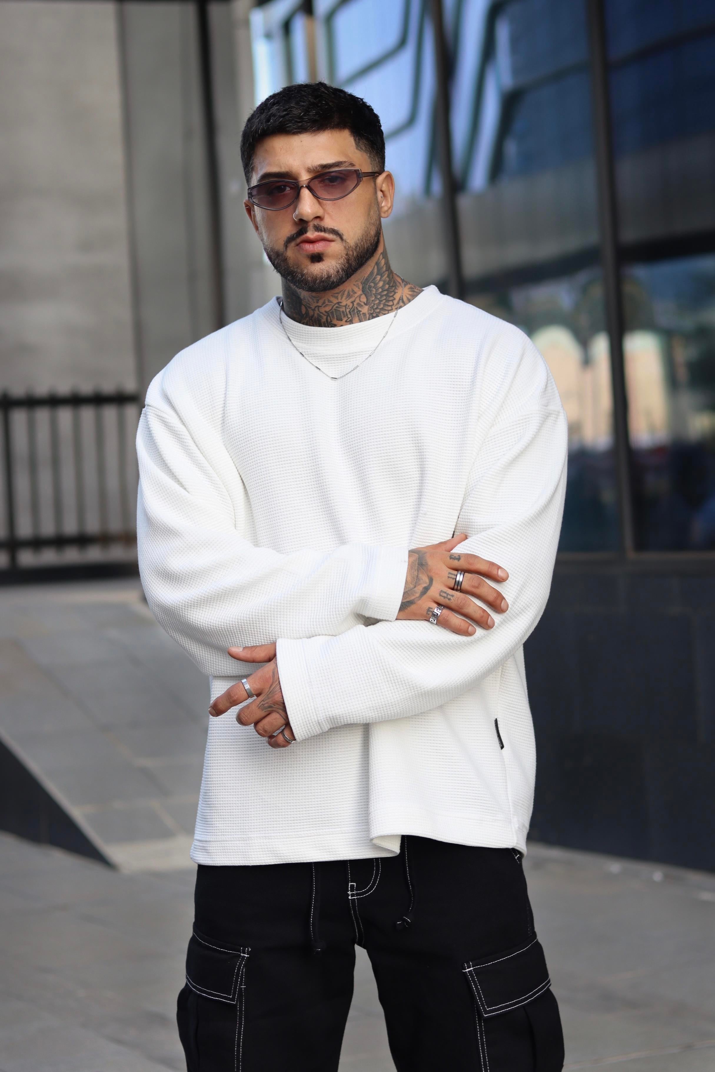 Basic oversize örme sweatshirt