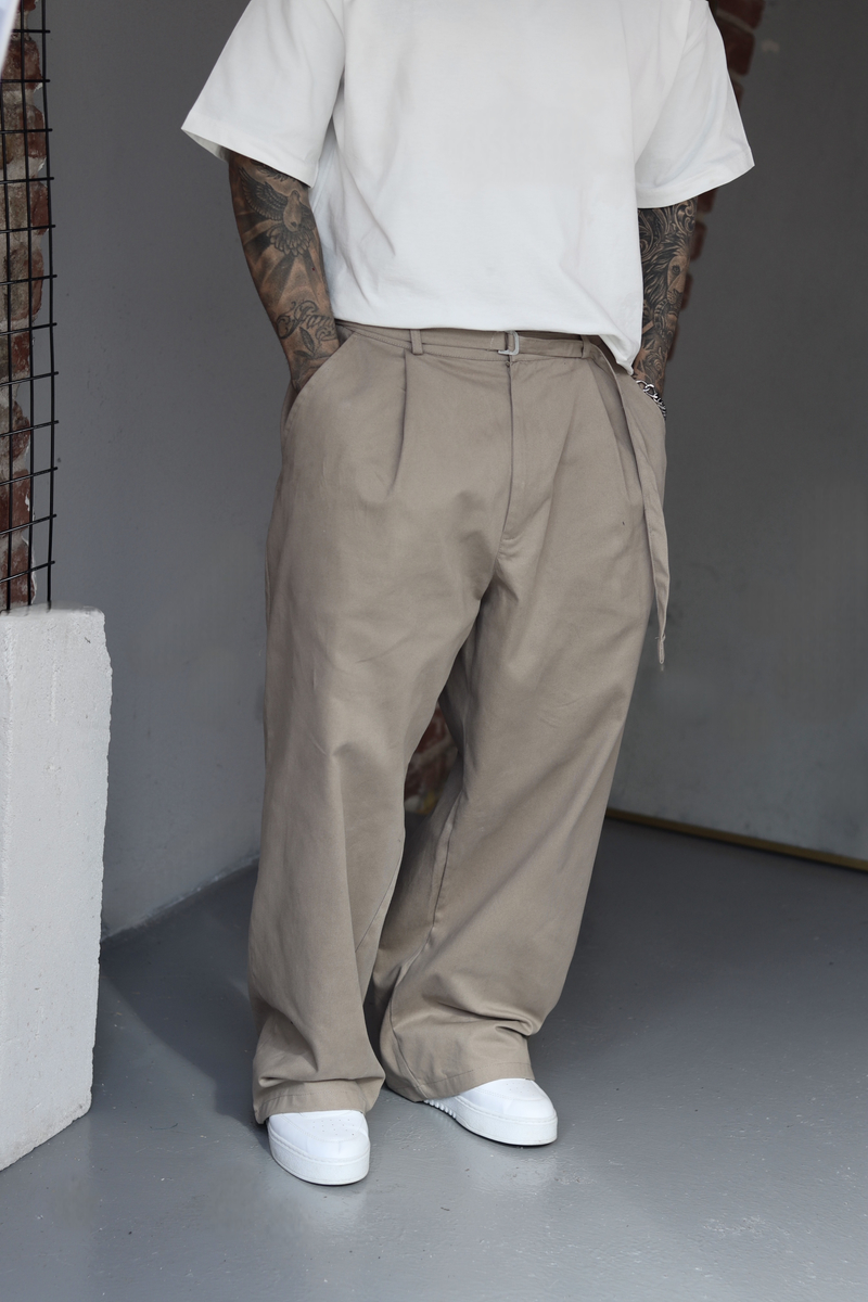 Beige Extra Baggy Pantolon 