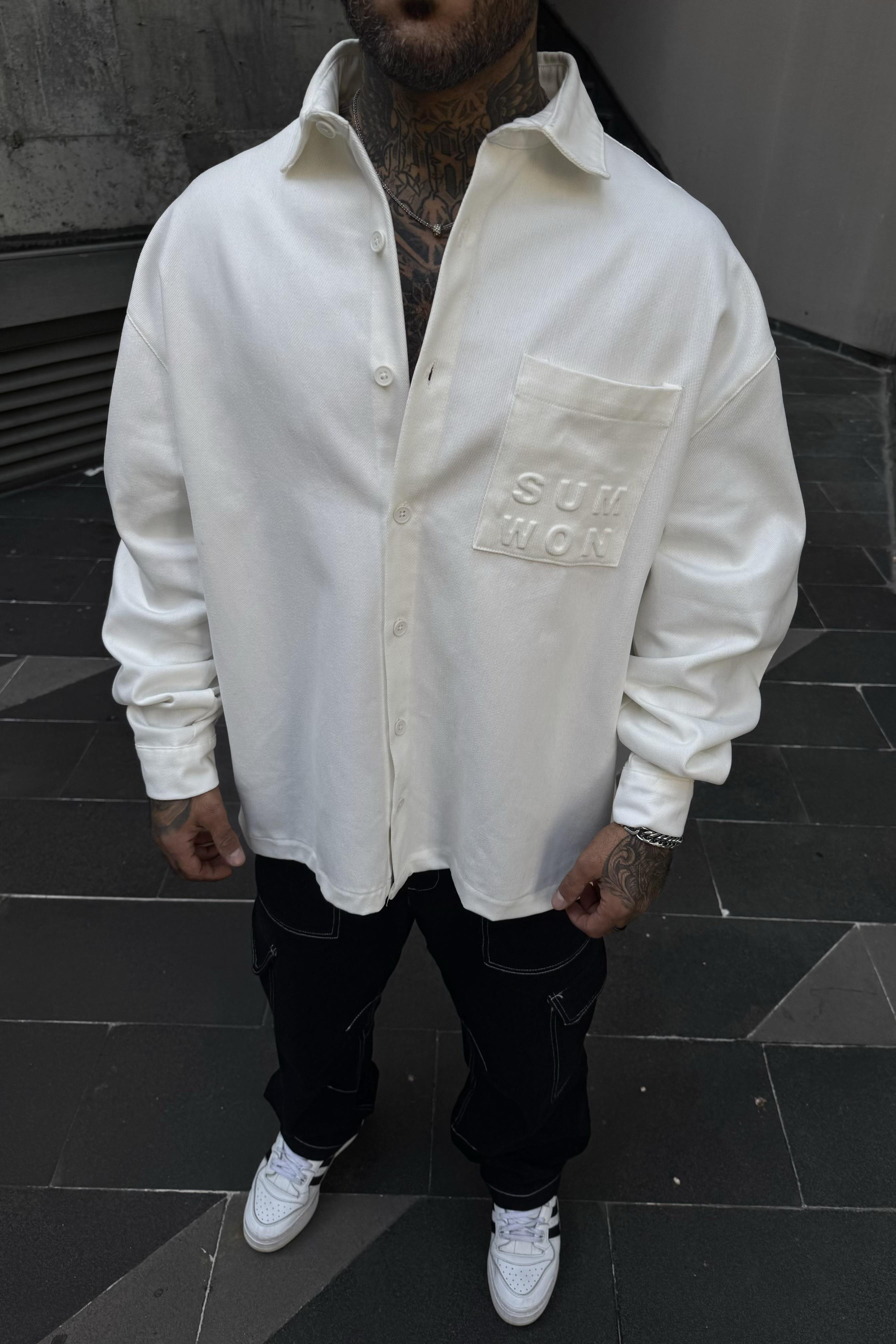 Beyaz sum won oversize gömlek