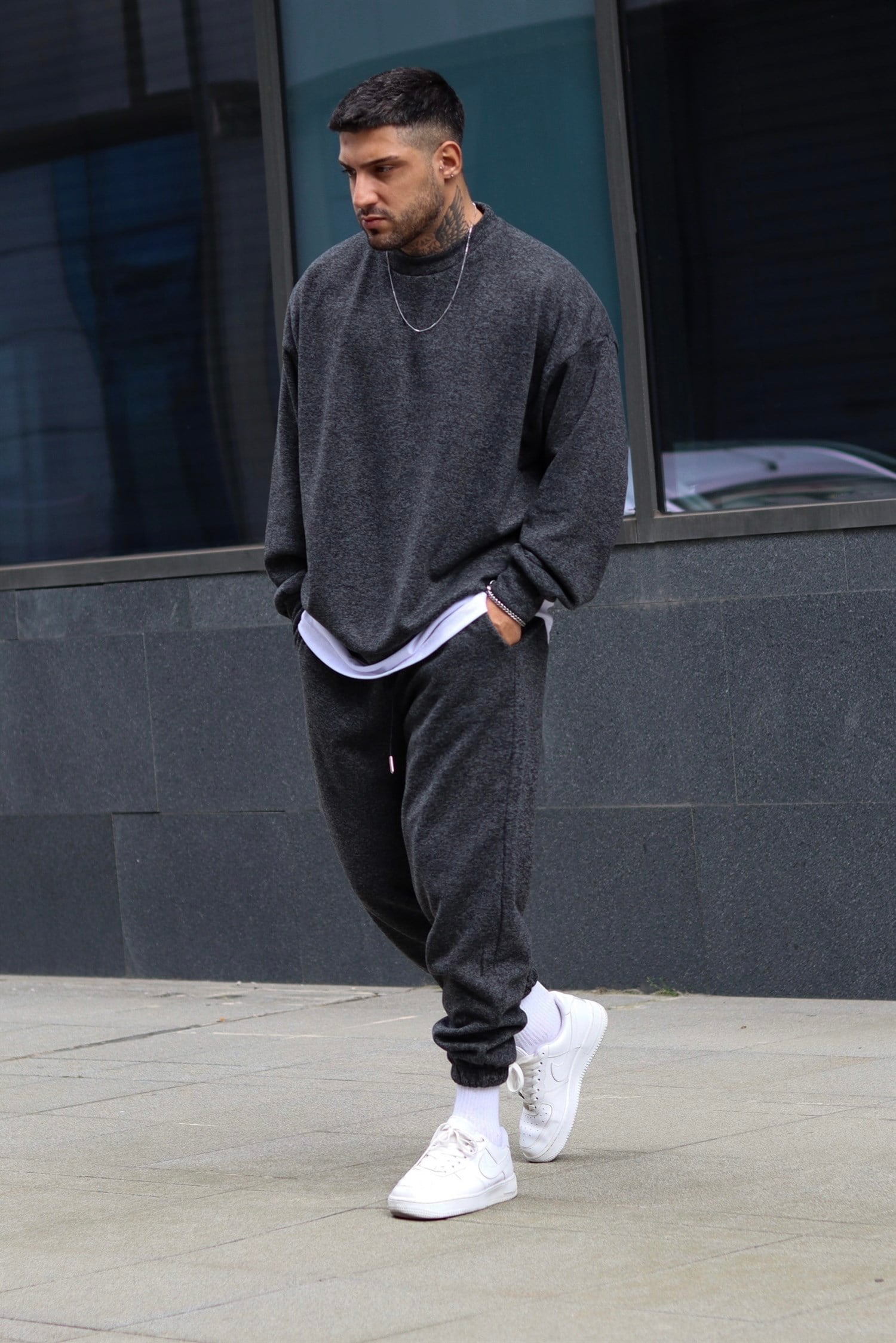 Bisiklet yaka oversize takım