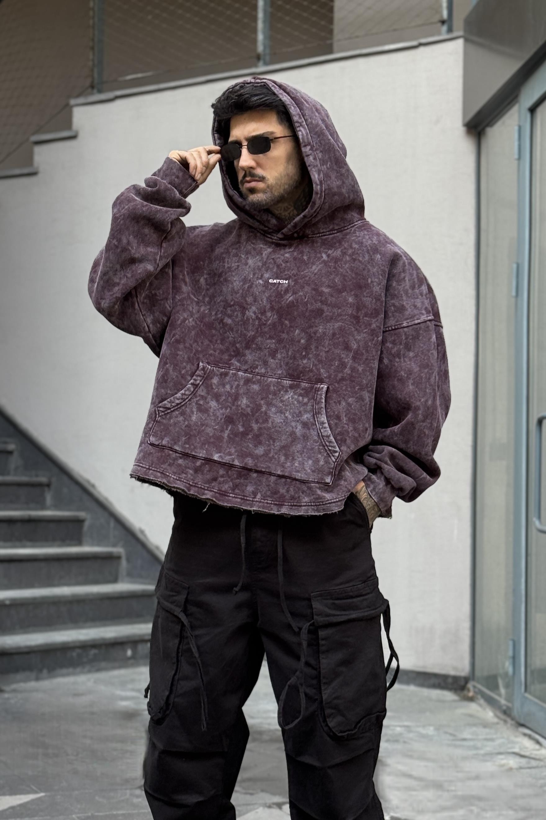 Bordo Washed Oversize Hoodie