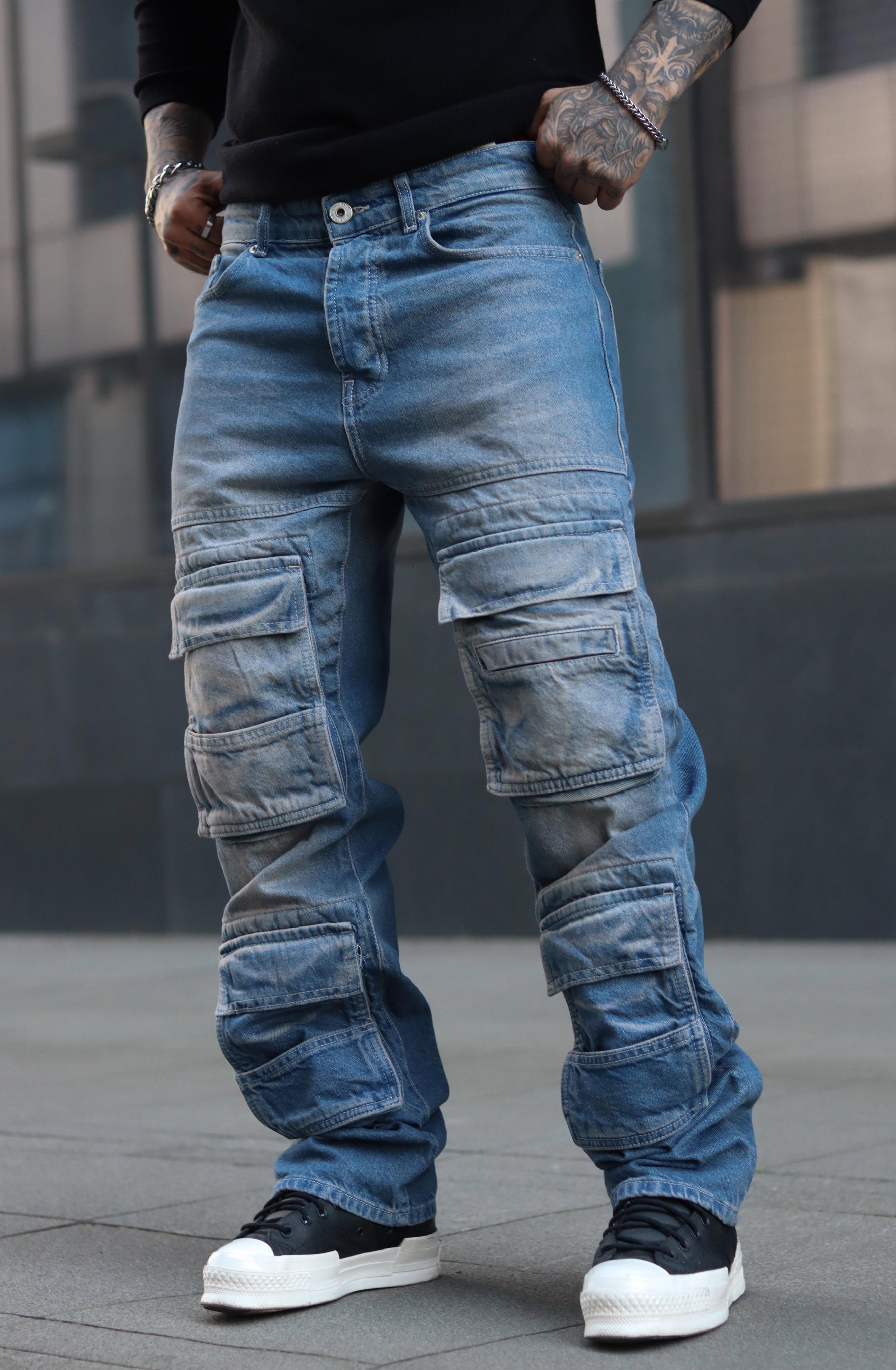 Çift renk cepli baggy pantolon