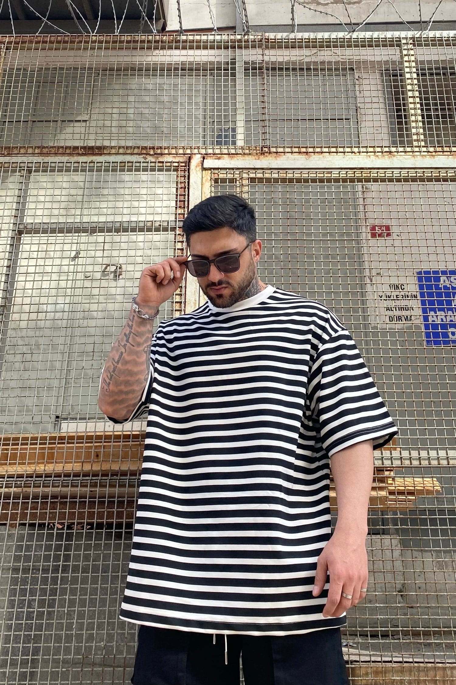 çizgili oversize t-shirt