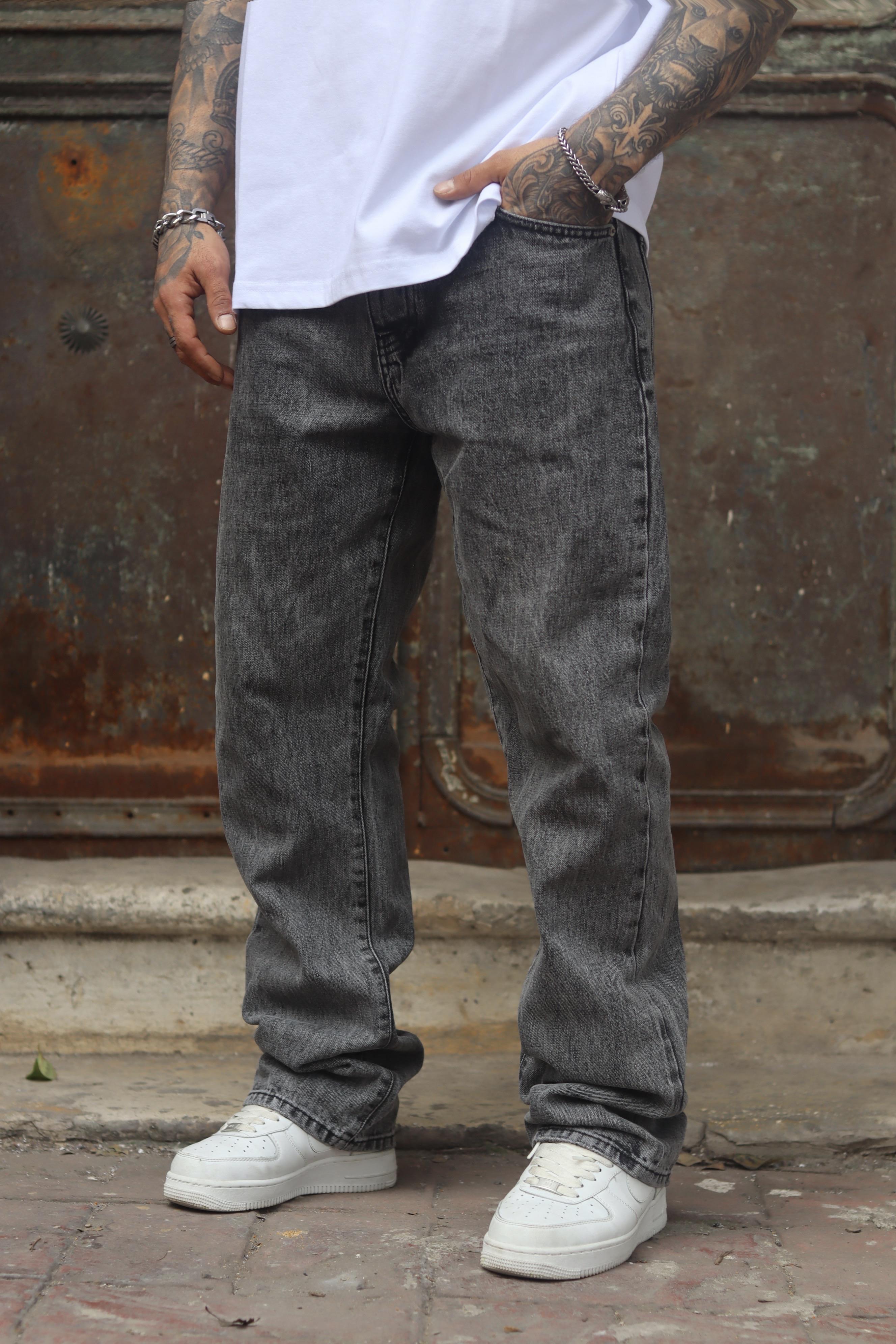 Dokulu gri baggy pantolon