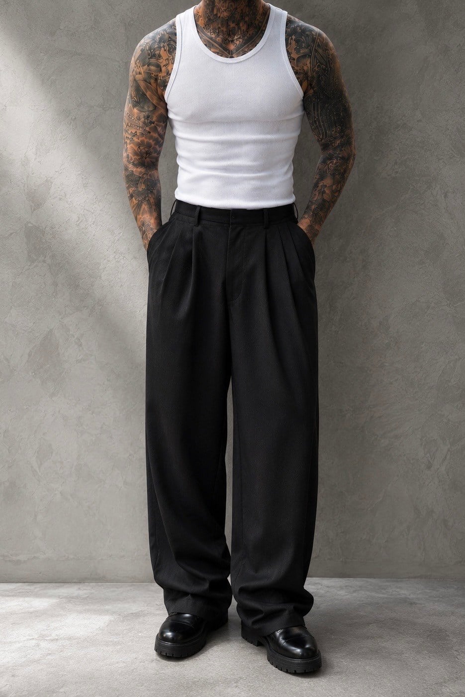 Ekstra Baggy Siyah Kumaş Pantolon