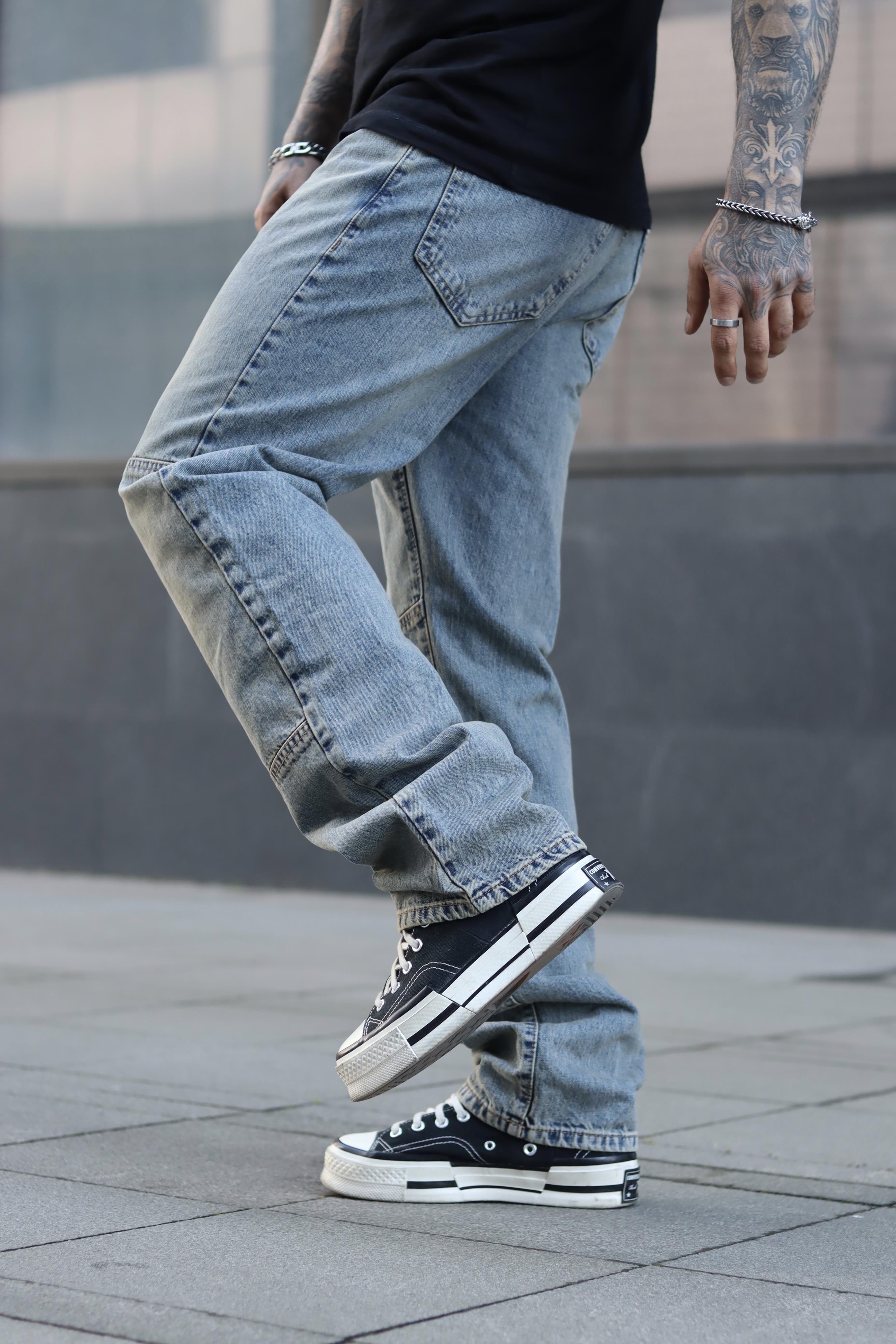 Eskitme tasarım baggy pantolon