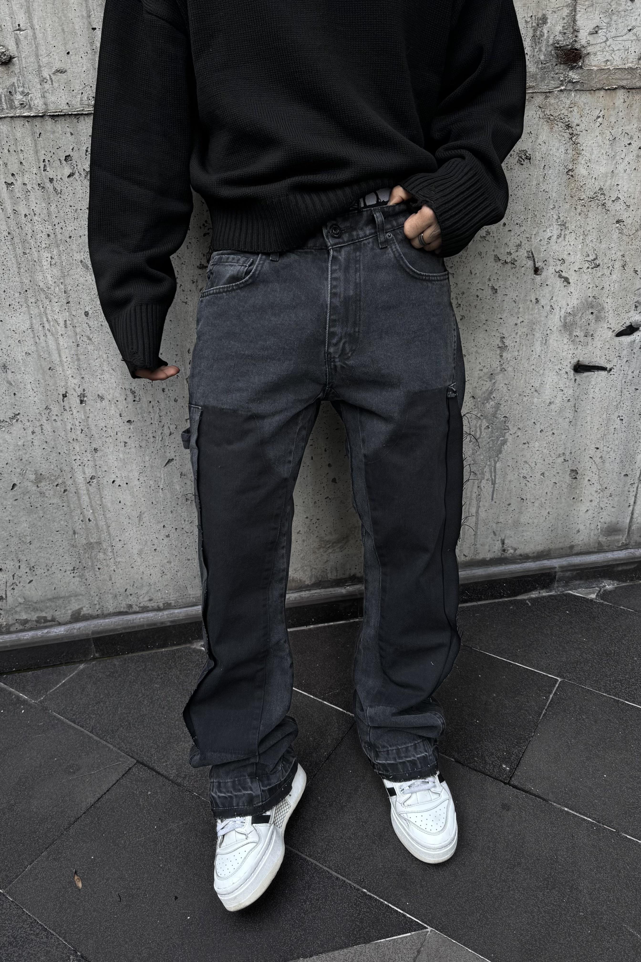 Flare cut denim pantolon
