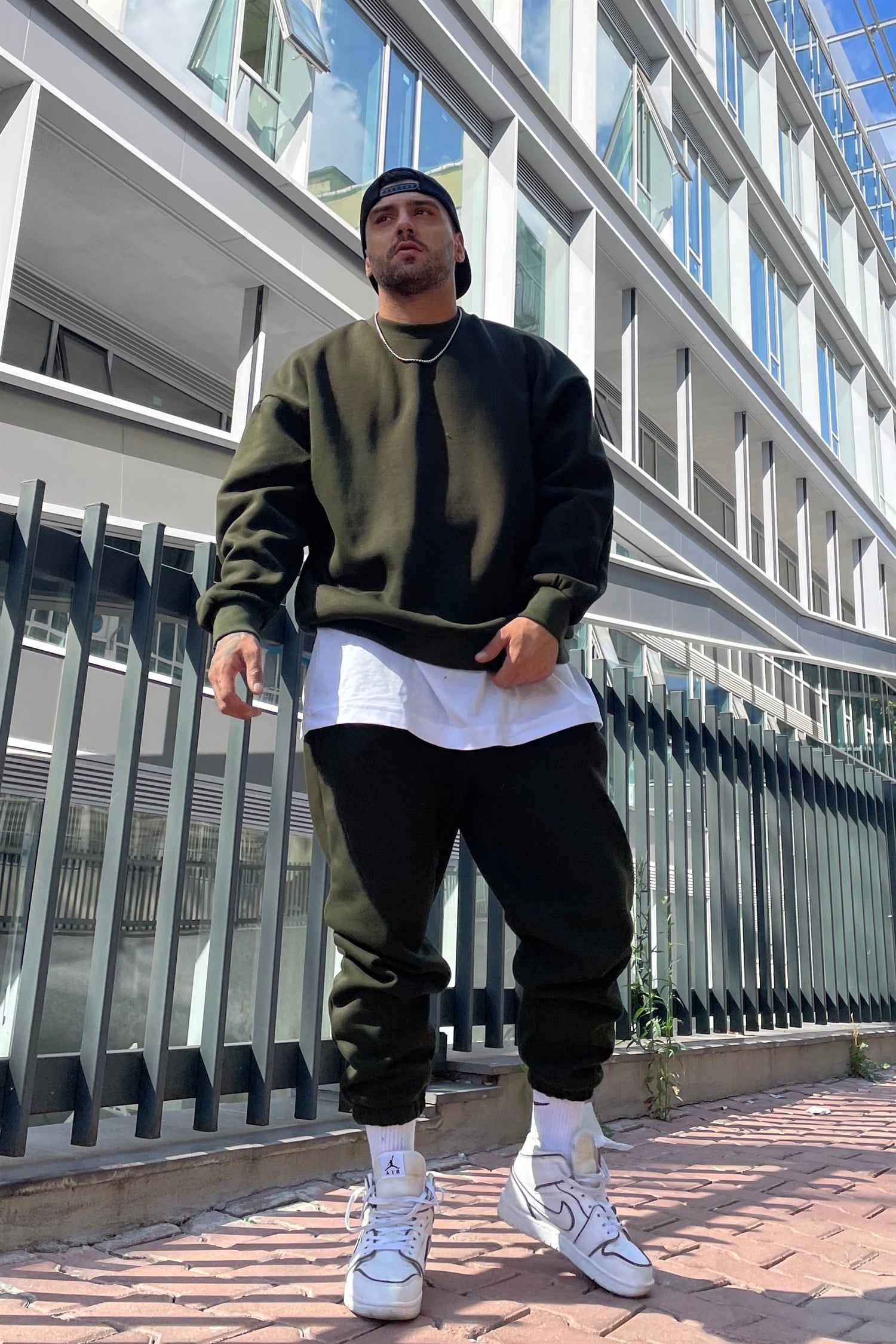 khaki track suit