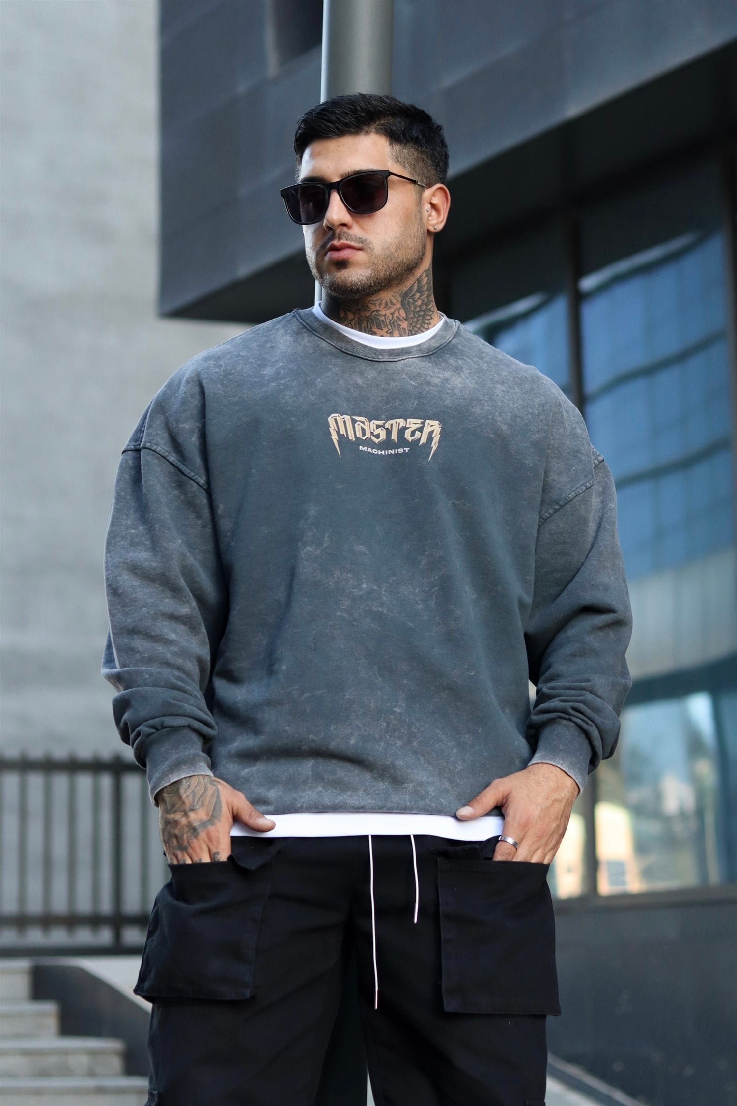 Master oversize acid yıkama sweatshirt