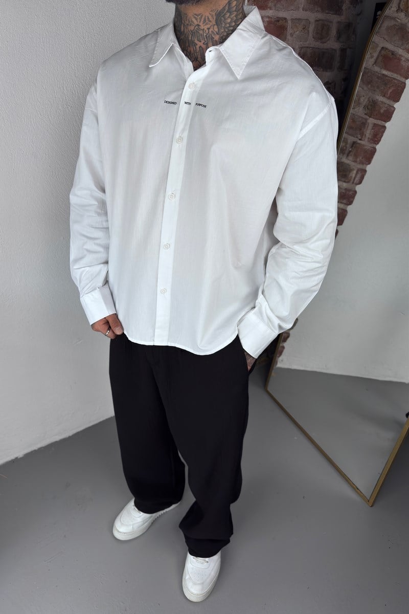 Minimal Baskı Oversize Gömlek