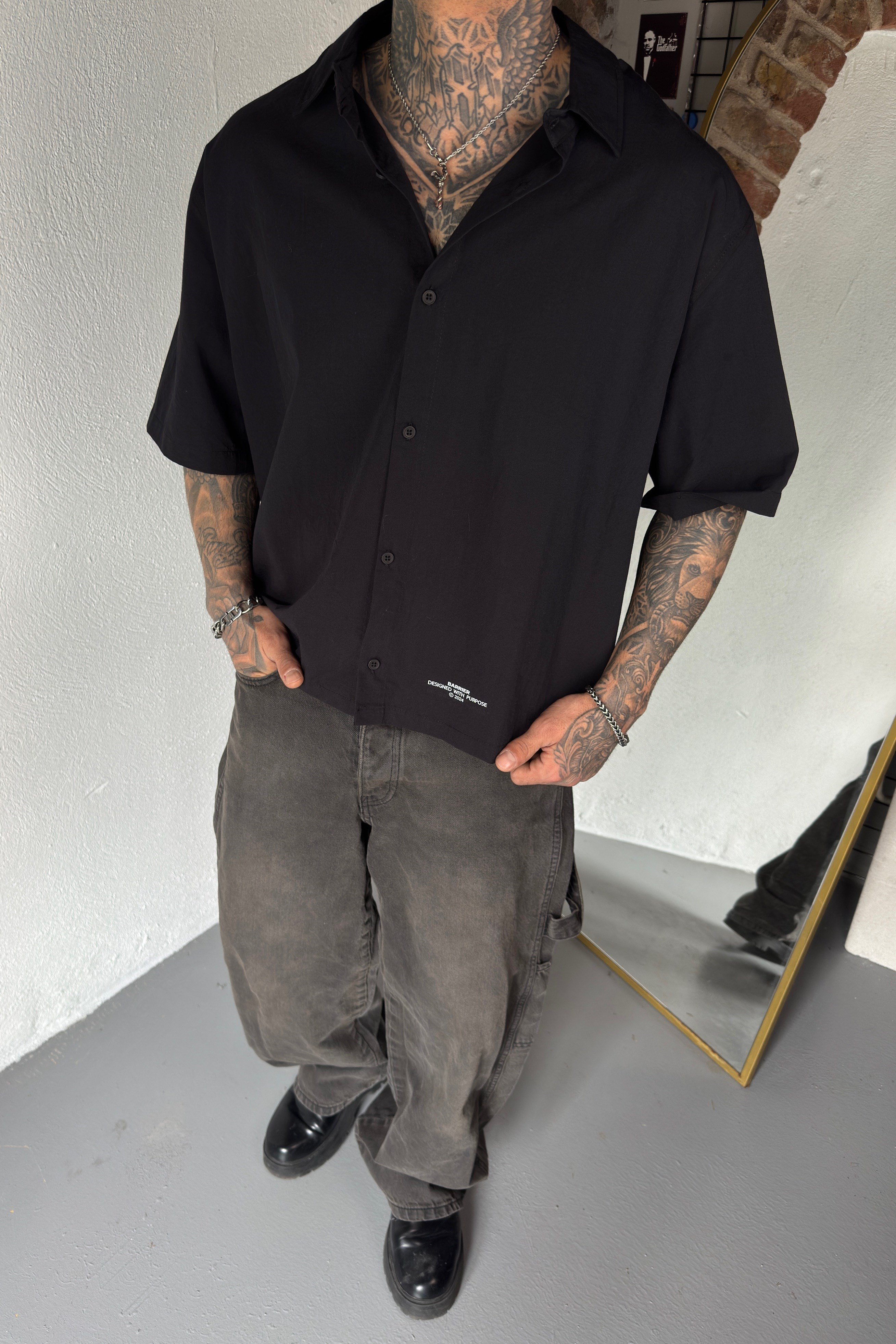 Minimal Baskı Oversize Gömlek