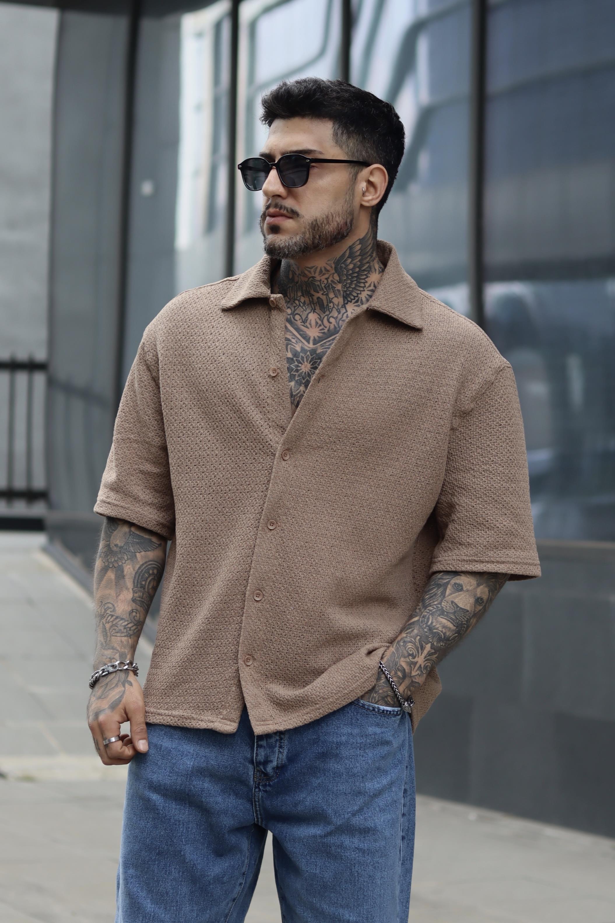 Örme oversize gömlek