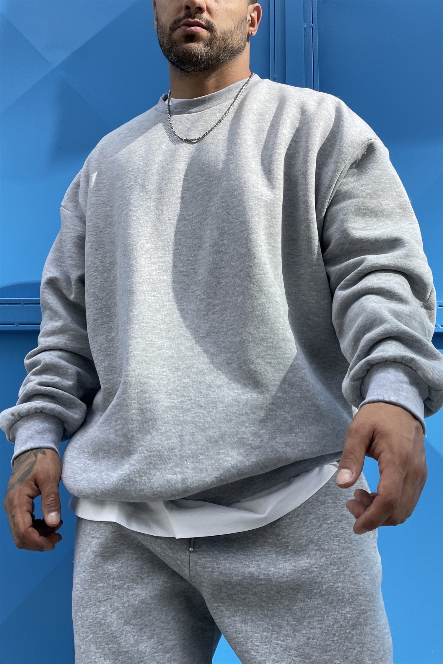 Oversize basic greymelange hoodie