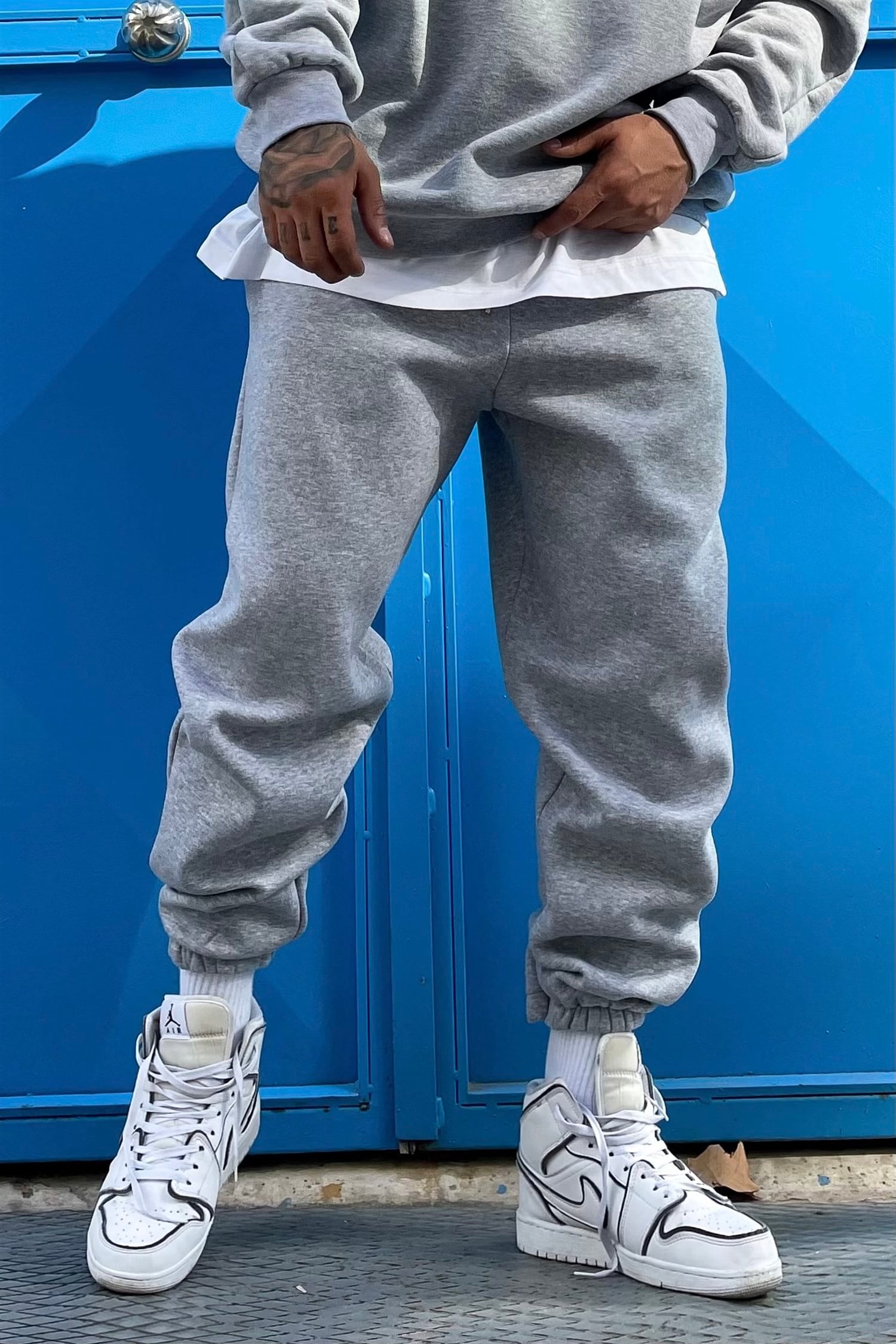 Oversize basic greymelange sweatpants