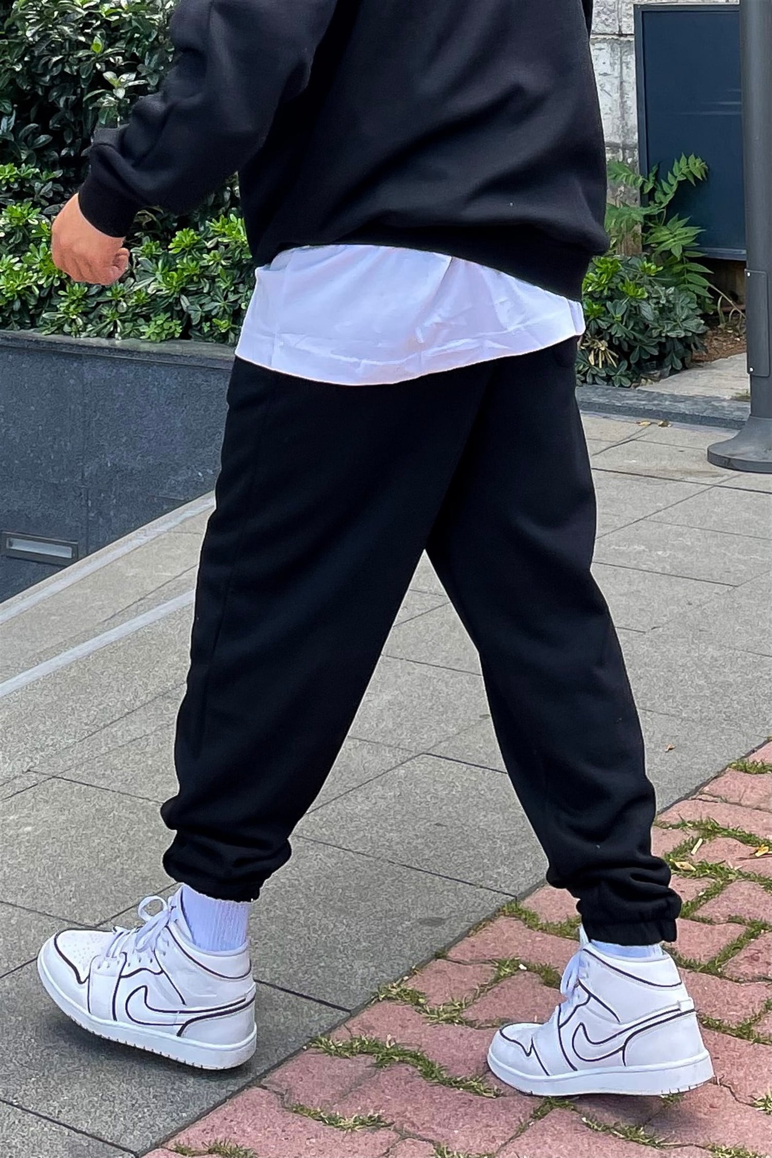 Oversize basic siyah sweatpants