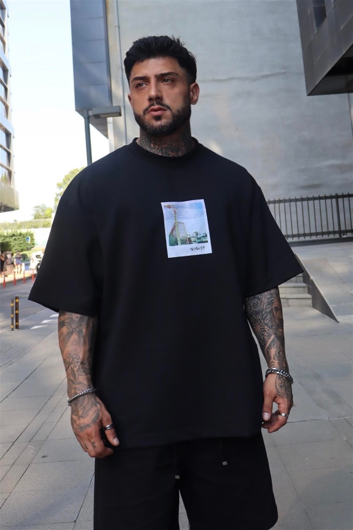 Oversize baskı detaylı tshirt