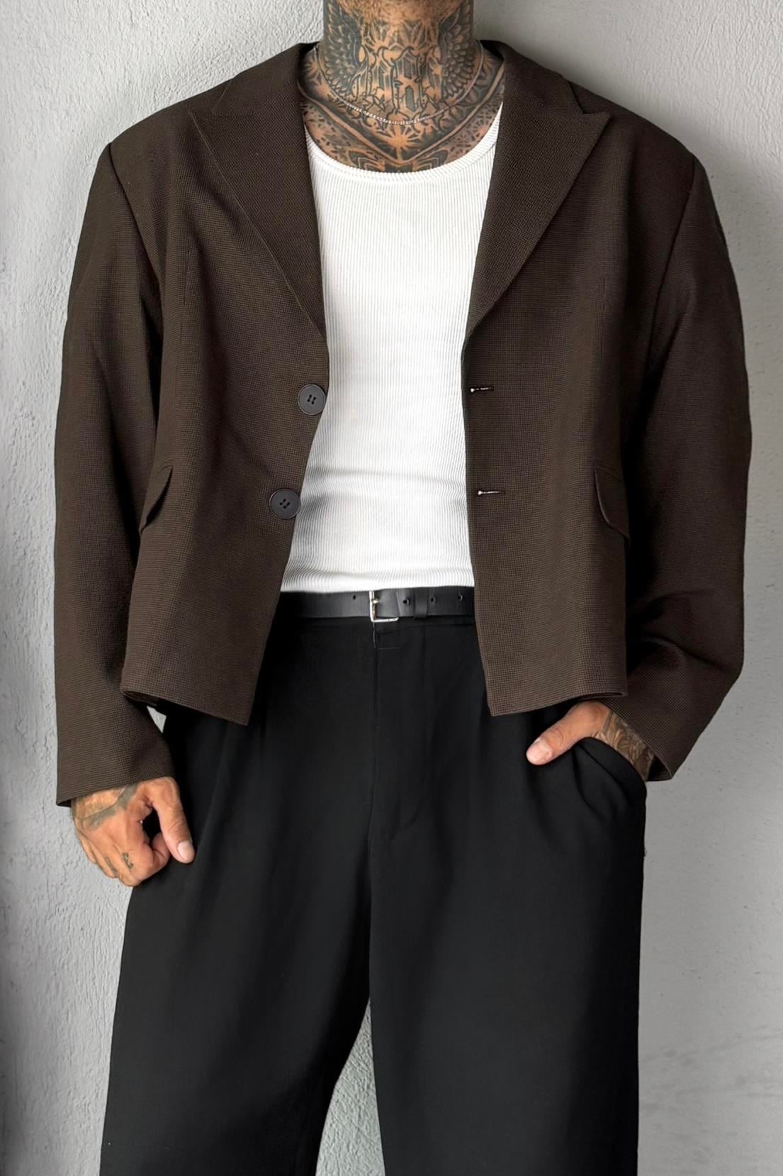 Oversize Crop Brown Ceket