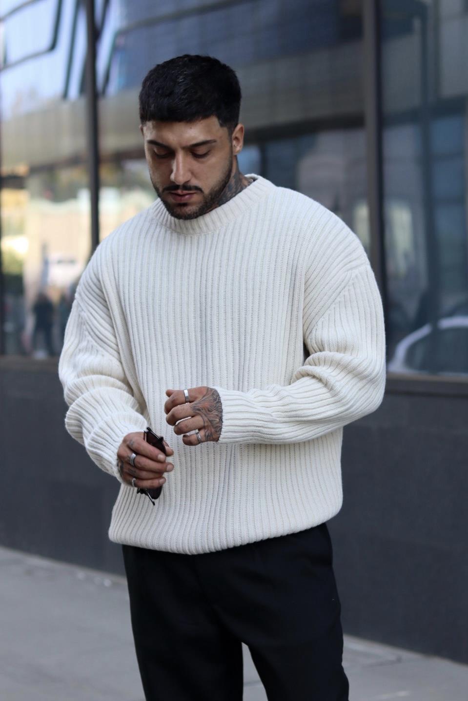 Oversize fitilli kazak