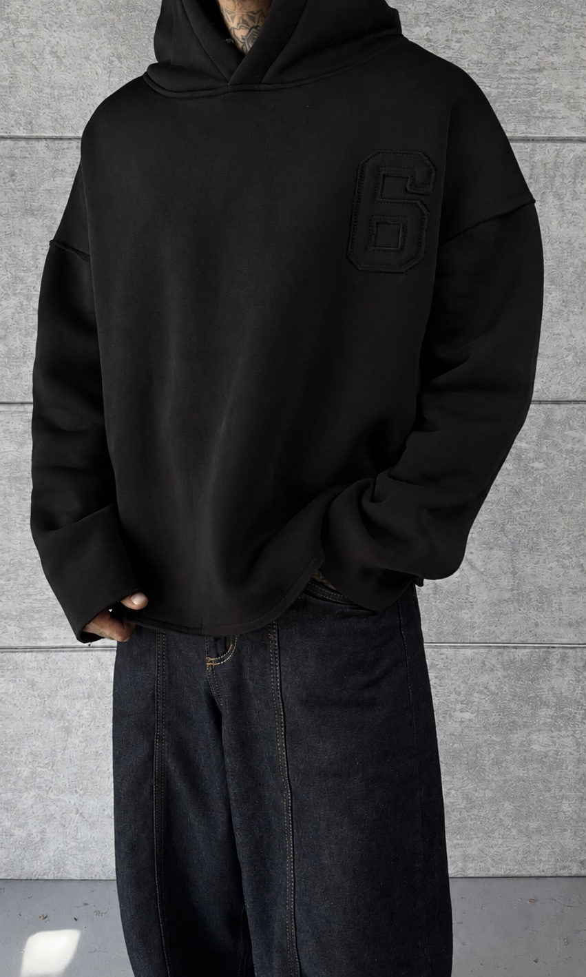 Six Black Oversize Hoodie