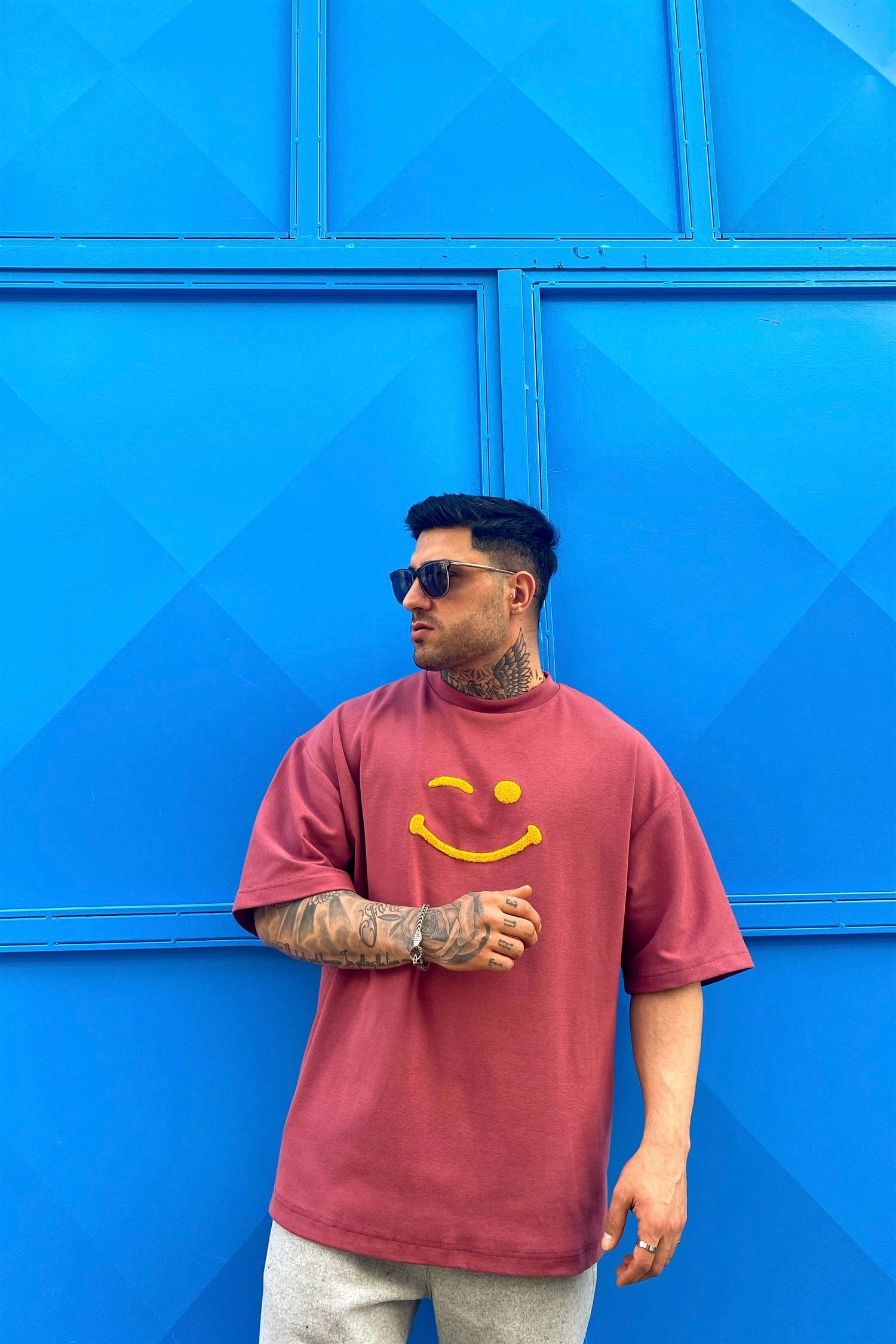 Smile oversize 2 iplik t-shirt