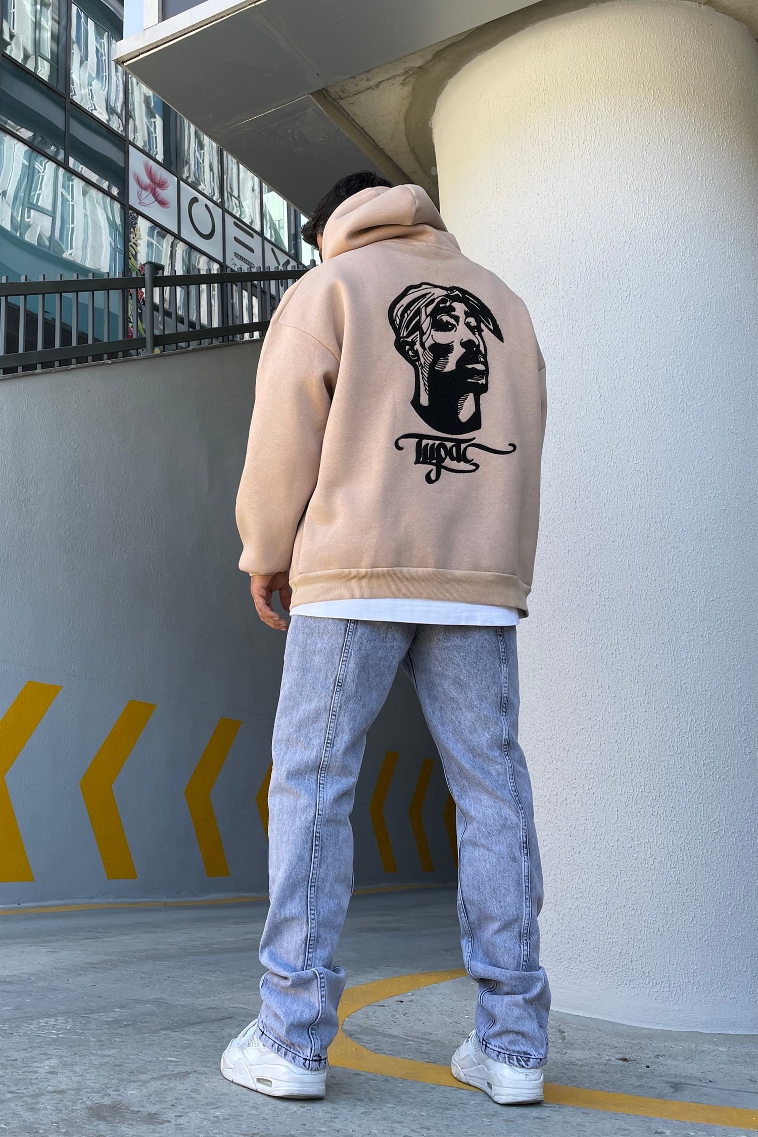 Tupac oversize icebeige hoodie