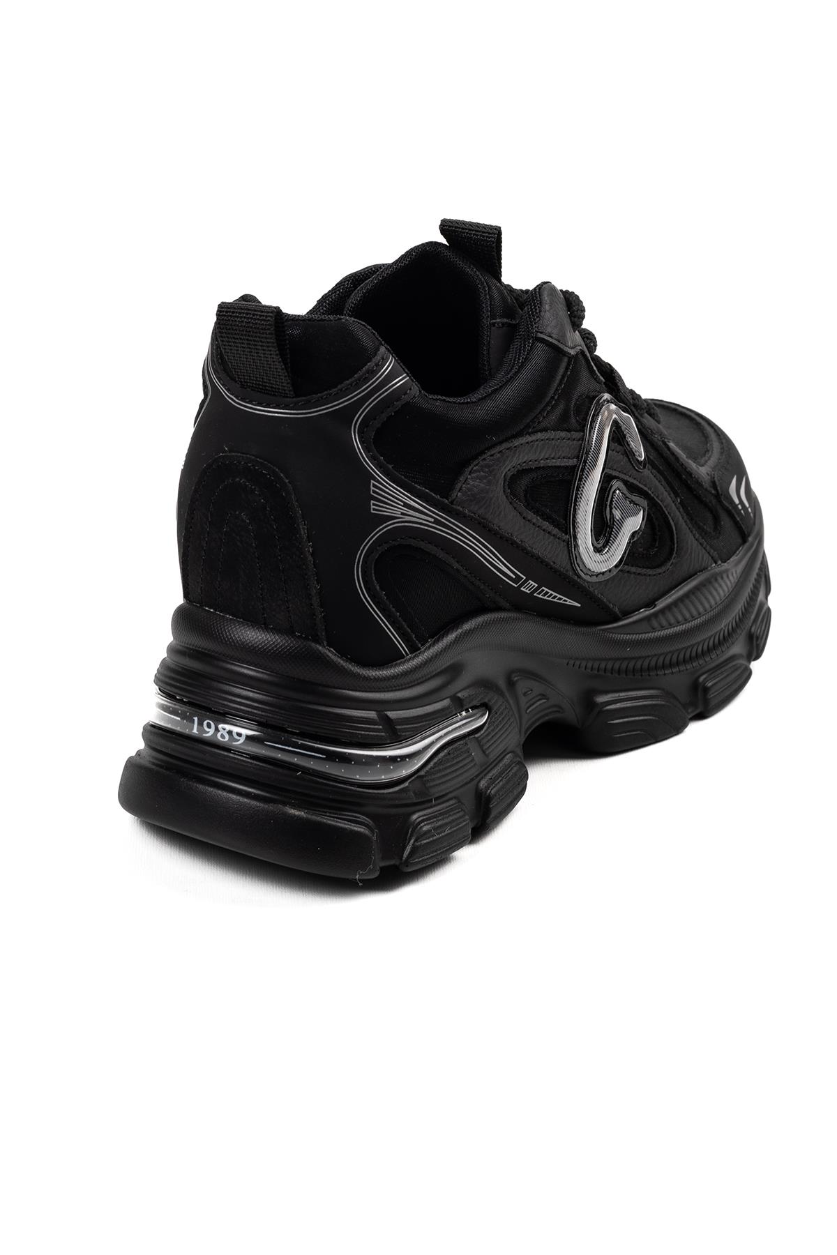 Kadın İthal Sneaker Siyah Kalın Tabanlı Günlük Spor Ayakkabı