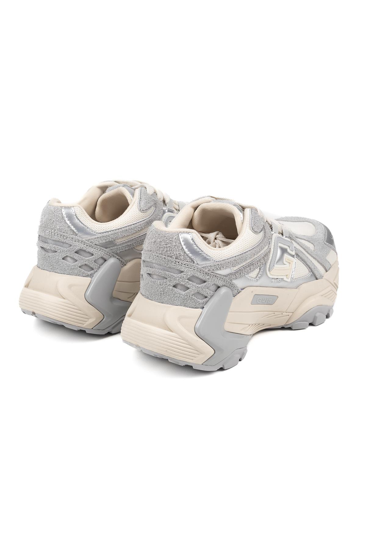 Kadın İthal Sneaker Gri  Kalın Tabanlı Günlük Spor Ayakkabı