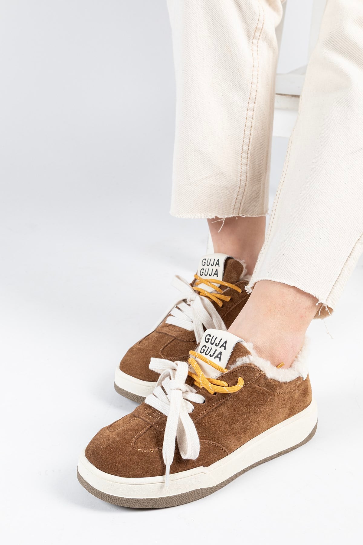 Kadın İthal Sneaker Camel Ortopedik Tabanlı Günlük Spor Ayakkabı