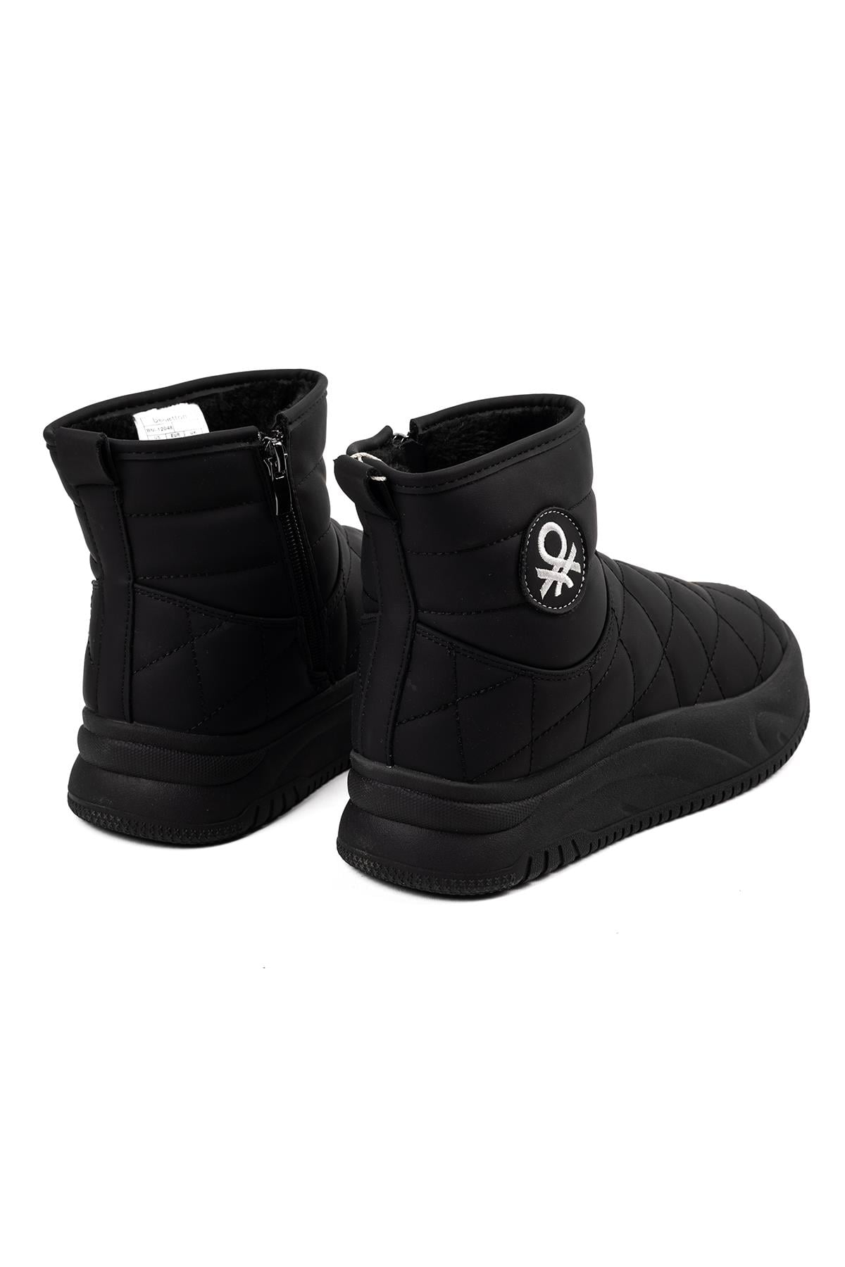 Benetton Siyah Şişme Kapitone Desenli Bot