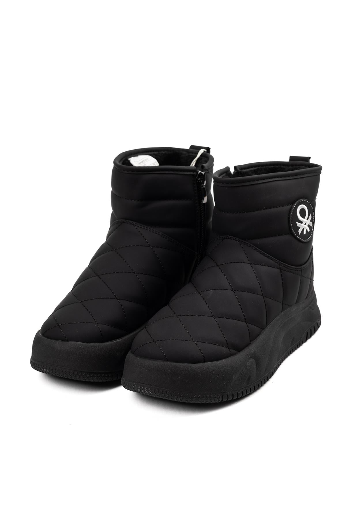 Benetton Siyah Şişme Kapitone Desenli Bot