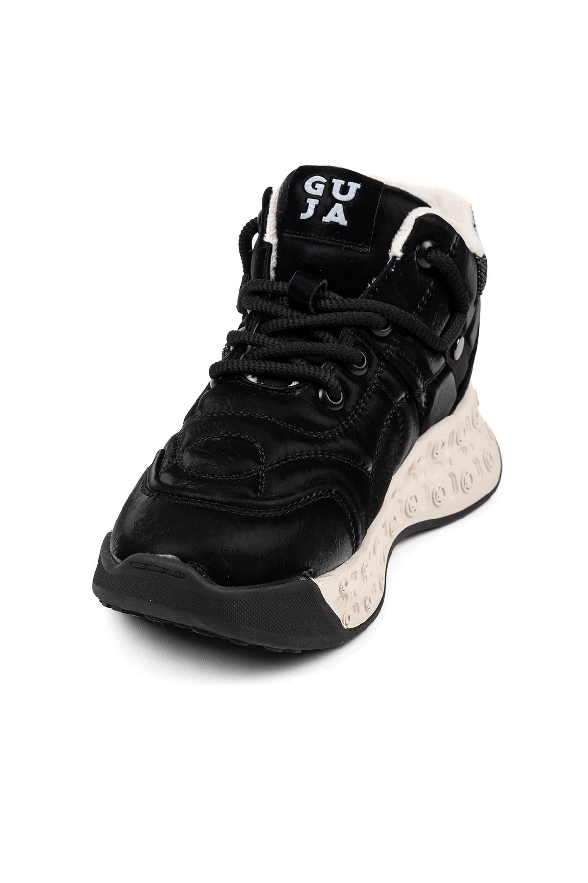 Kadın İthal Bilekli Sneaker Siyah Kalın Taban Günlük Ayakkabı