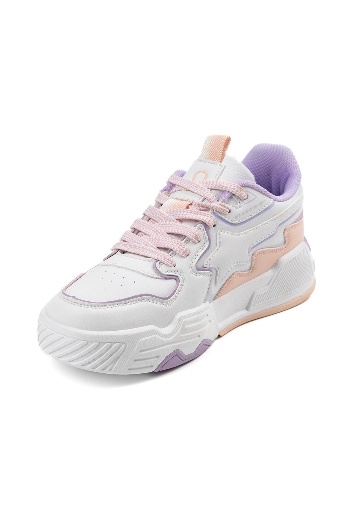 Benetton Kadın Beyaz Pudra Detaylı Kalın Taban Günlük Spor Sneaker Ayakkabı