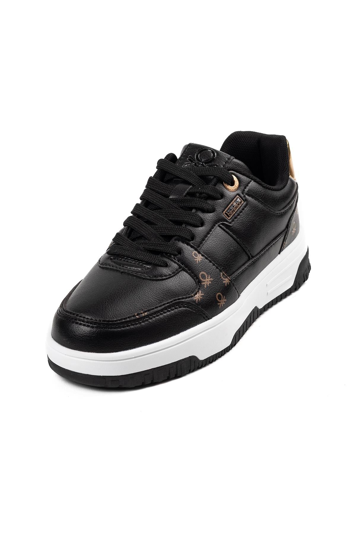 Benetton Gold Detaylı Siyah Kadın Spor Ayakkabı