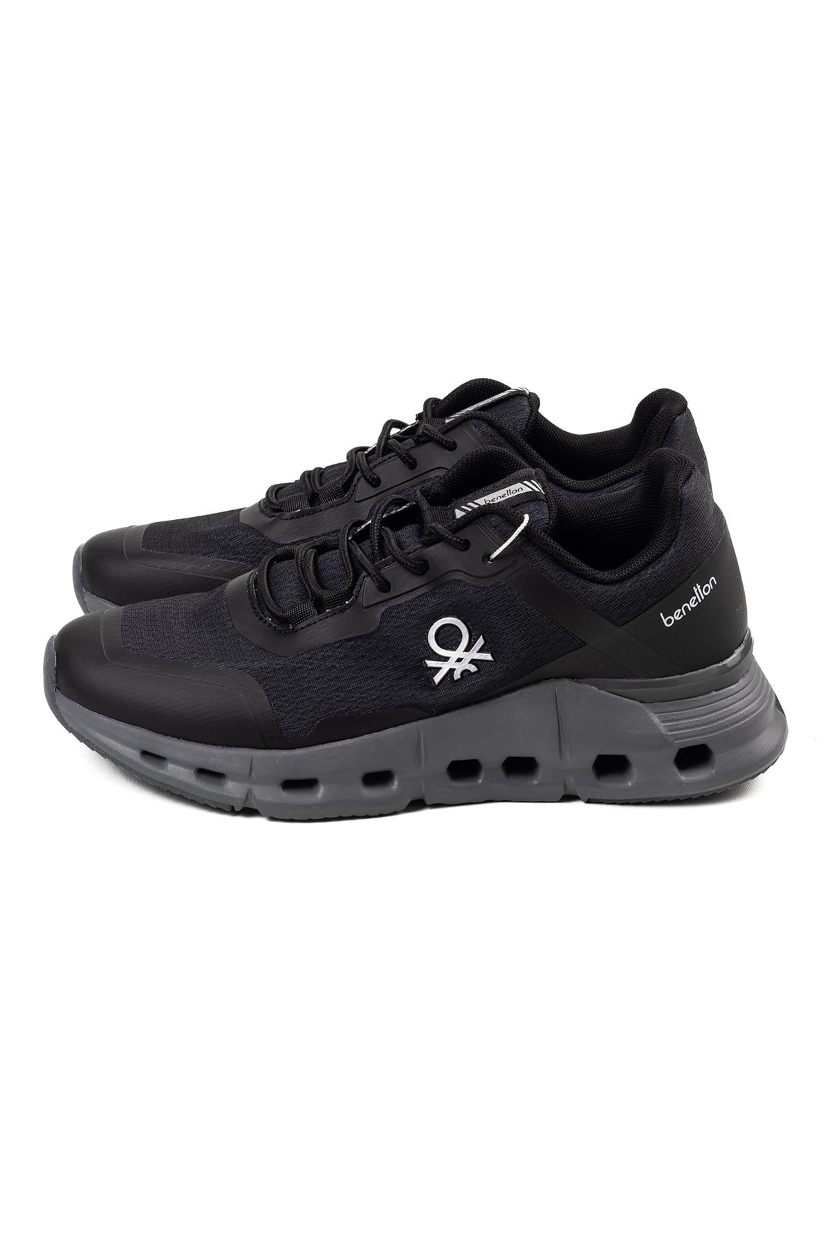 Benetton Kadın Siyah Mat Dokulu Kalın Taban Spor Sneaker Ayakkabı