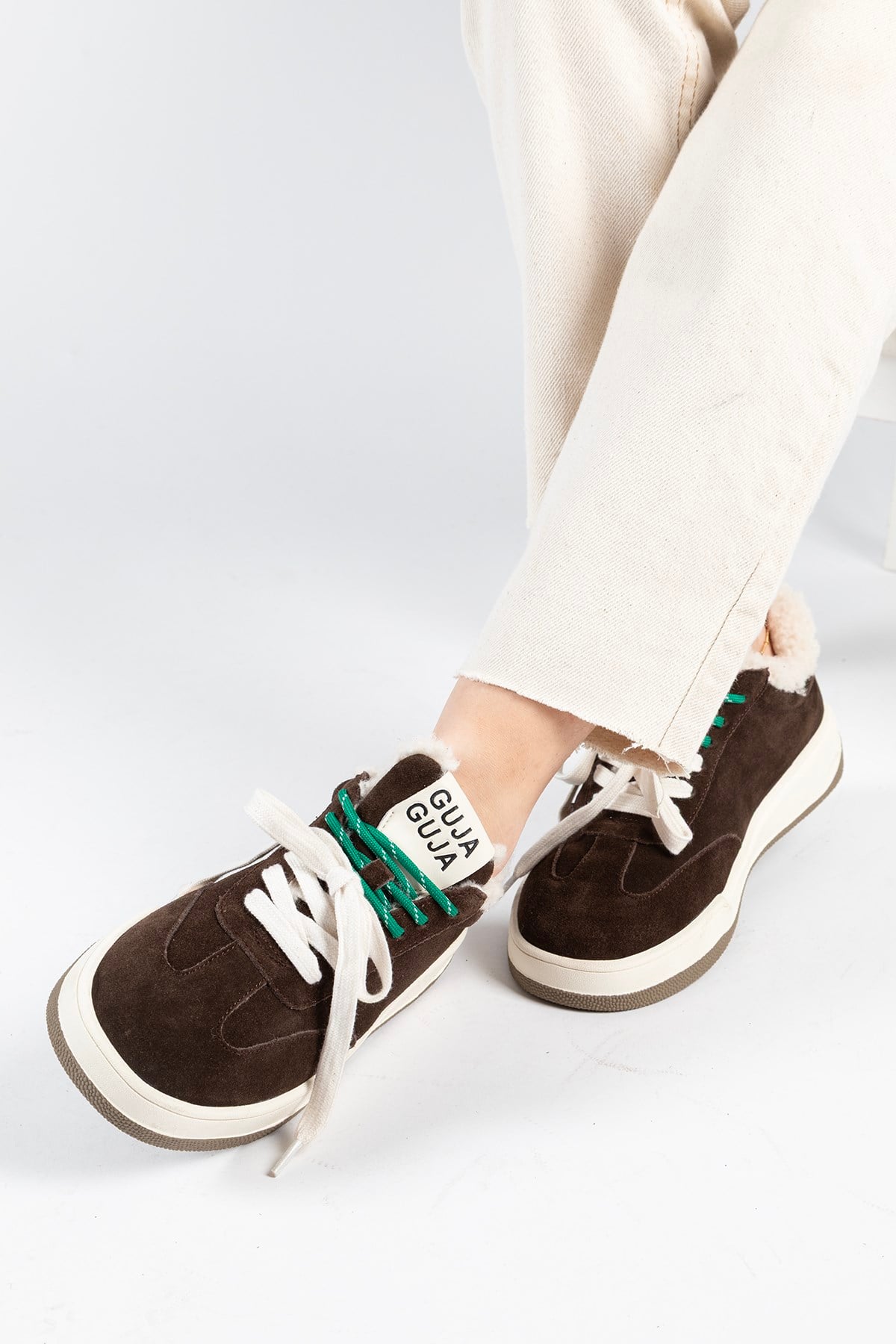 Kadın İthal Sneaker Kahve Ortopedik Tabanlı Günlük Spor Ayakkabı