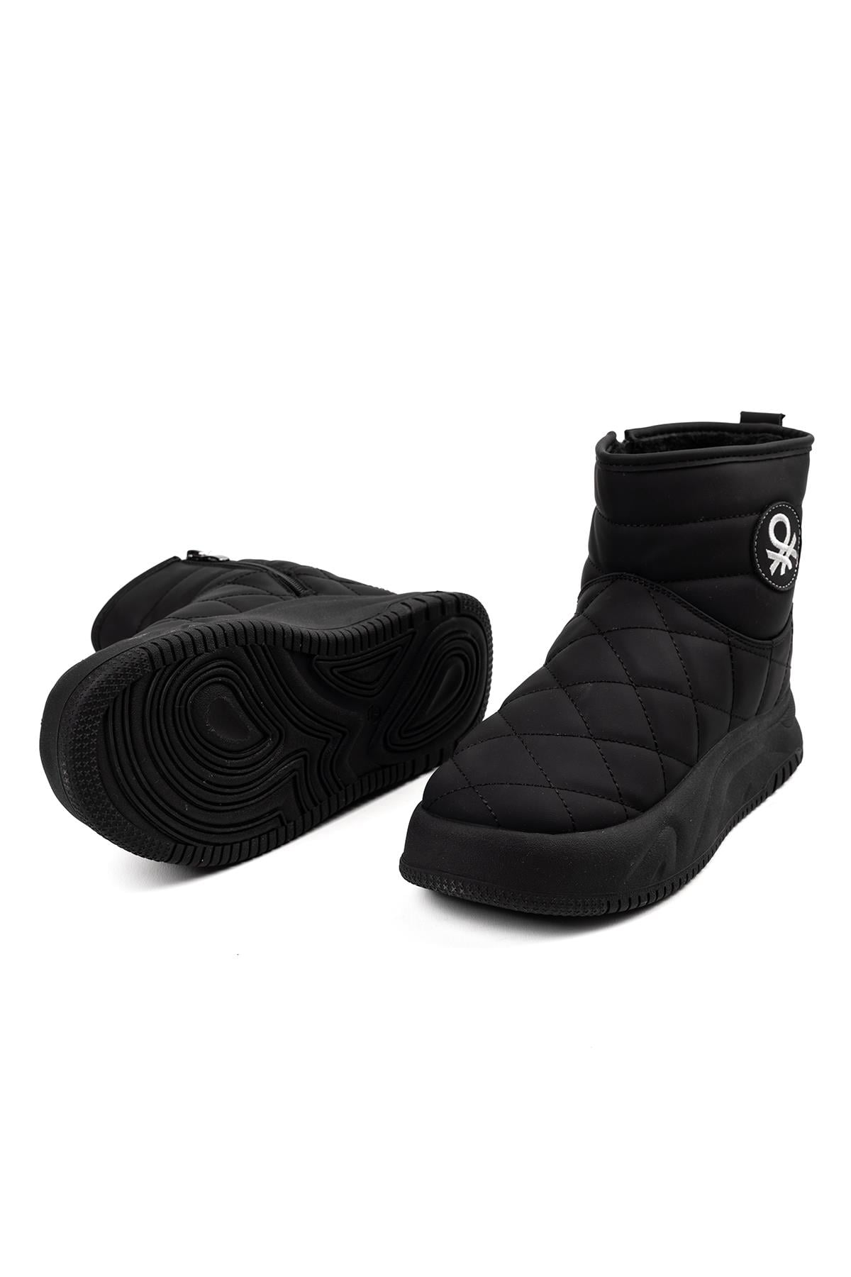 Benetton Siyah Şişme Kapitone Desenli Bot