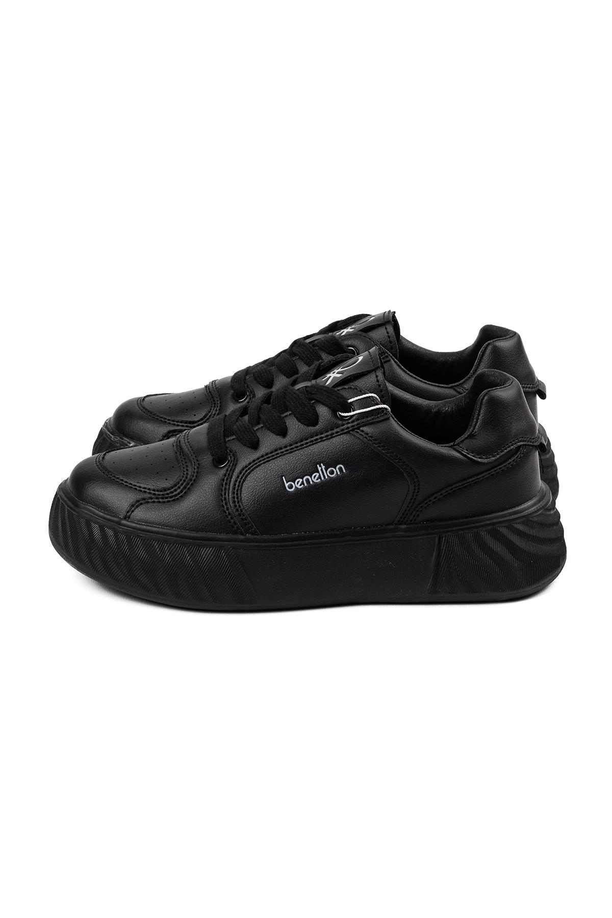 Benetton Kadın Siyah Kalın Taban Günlük Spor Sneaker Ayakkabı
