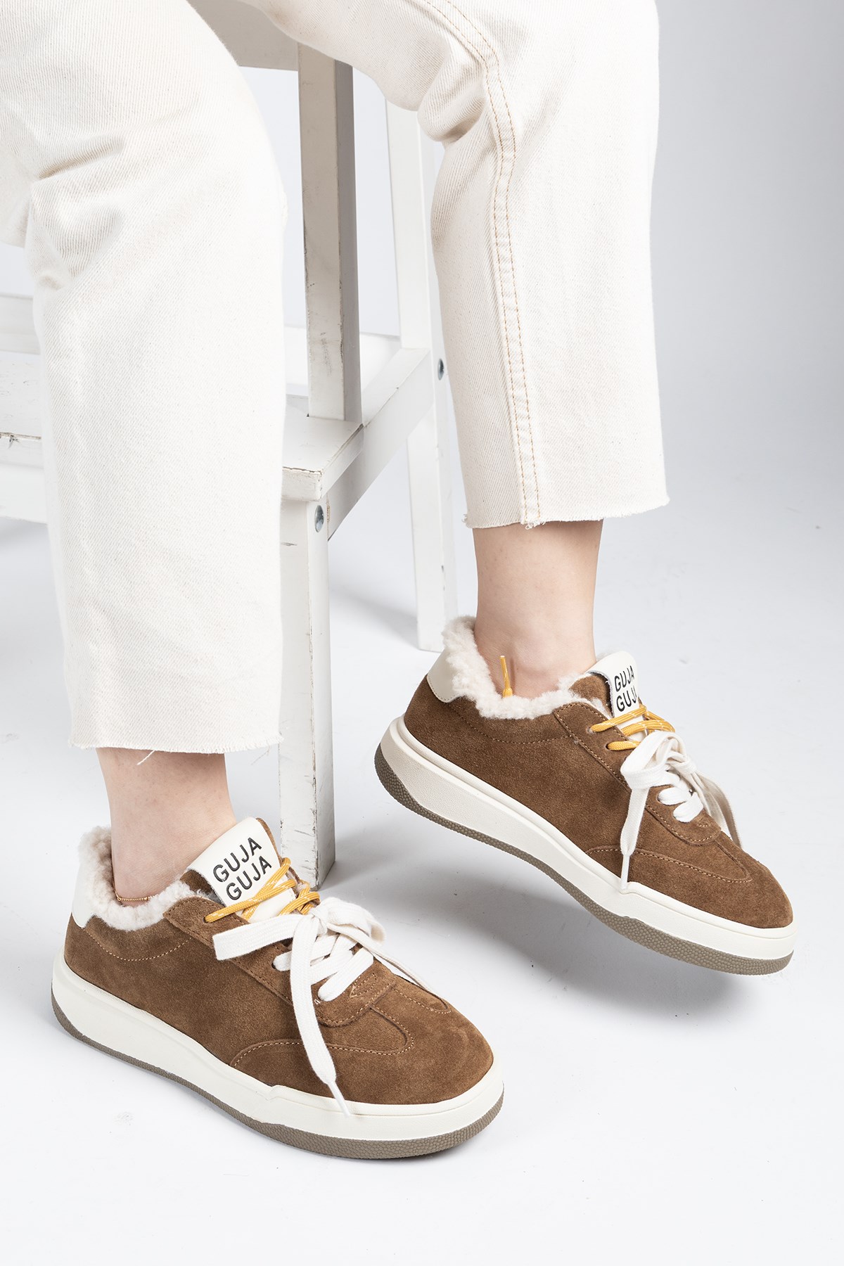 Kadın İthal Sneaker Camel Ortopedik Tabanlı Günlük Spor Ayakkabı