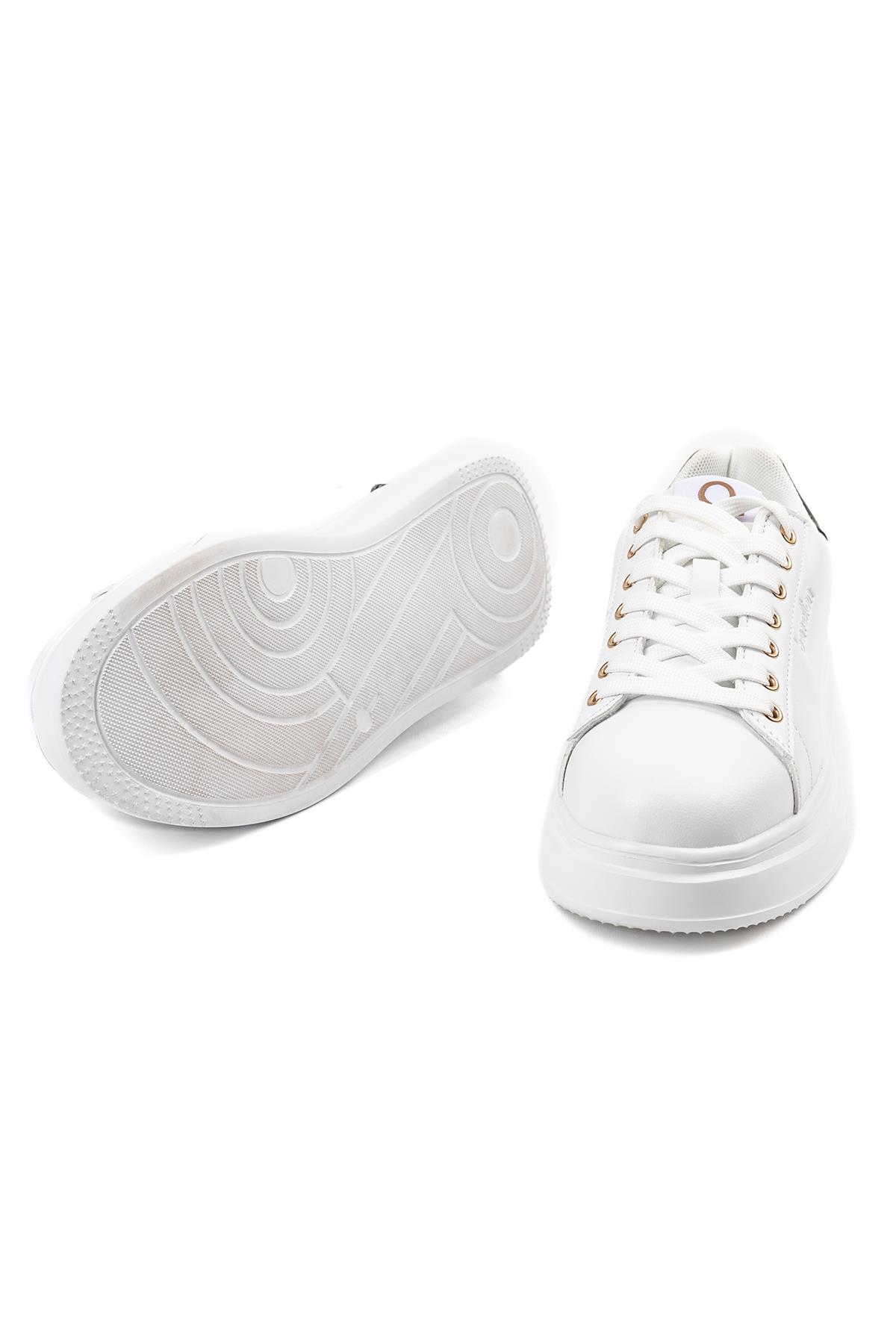 Benetton Beyaz Sneaker Topuk Logo Detaylı Ayakkabı