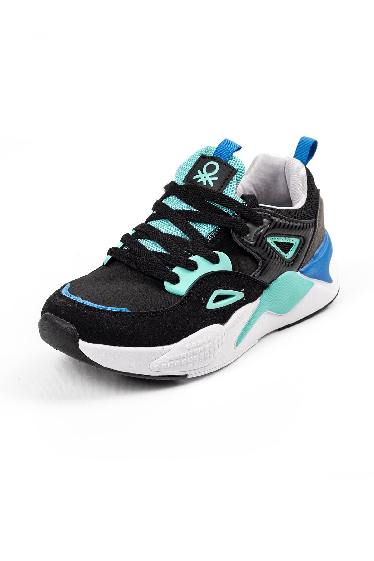 Benetton Kadın Siyah Turkuaz Kalın Taban Günlük Spor Sneaker Ayakkabı