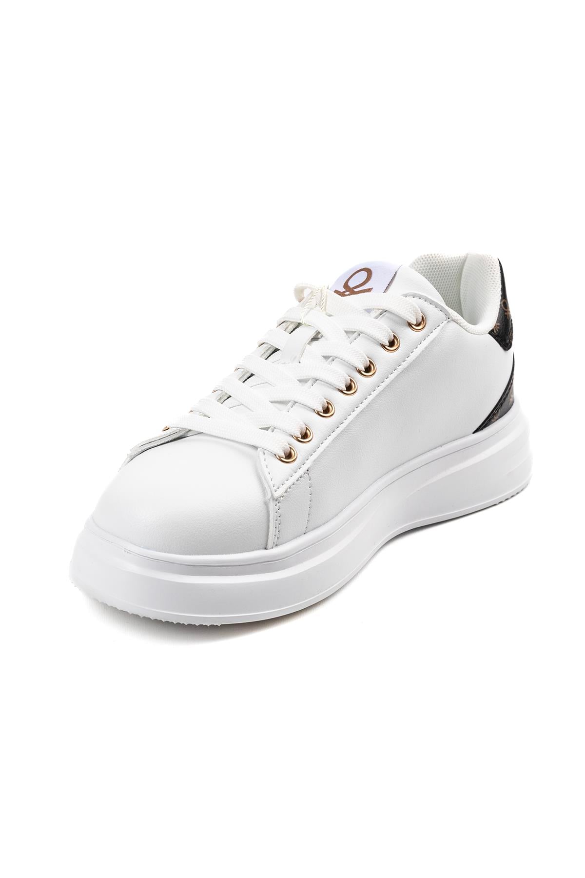 Benetton Beyaz Sneaker Topuk Logo Detaylı Ayakkabı